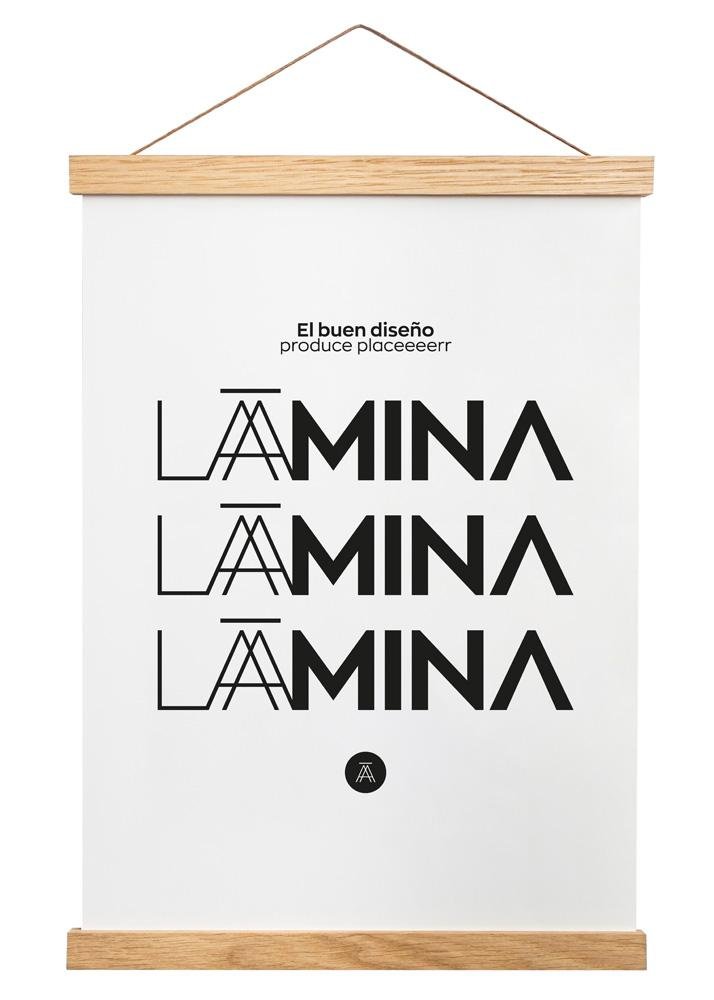Percha de madera natural 51cm montaje con imán (50x70) - Laamina
